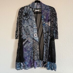 Womens Small Lace Patchwork Cardigan Y2K Fairy Grunge Indie Boho Goblin Festival